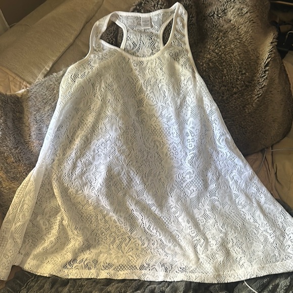 west loop Other - New White sheer lace mesh pool beach bathing suit swim coverup tank dress m nwot